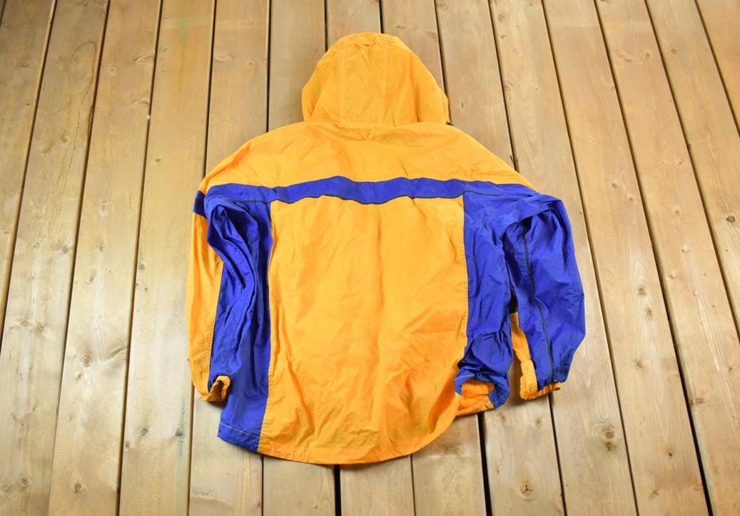 Vintage 1990s Columbia Colorblock Hooded Windbreaker Outdoors Jacket Made In USA