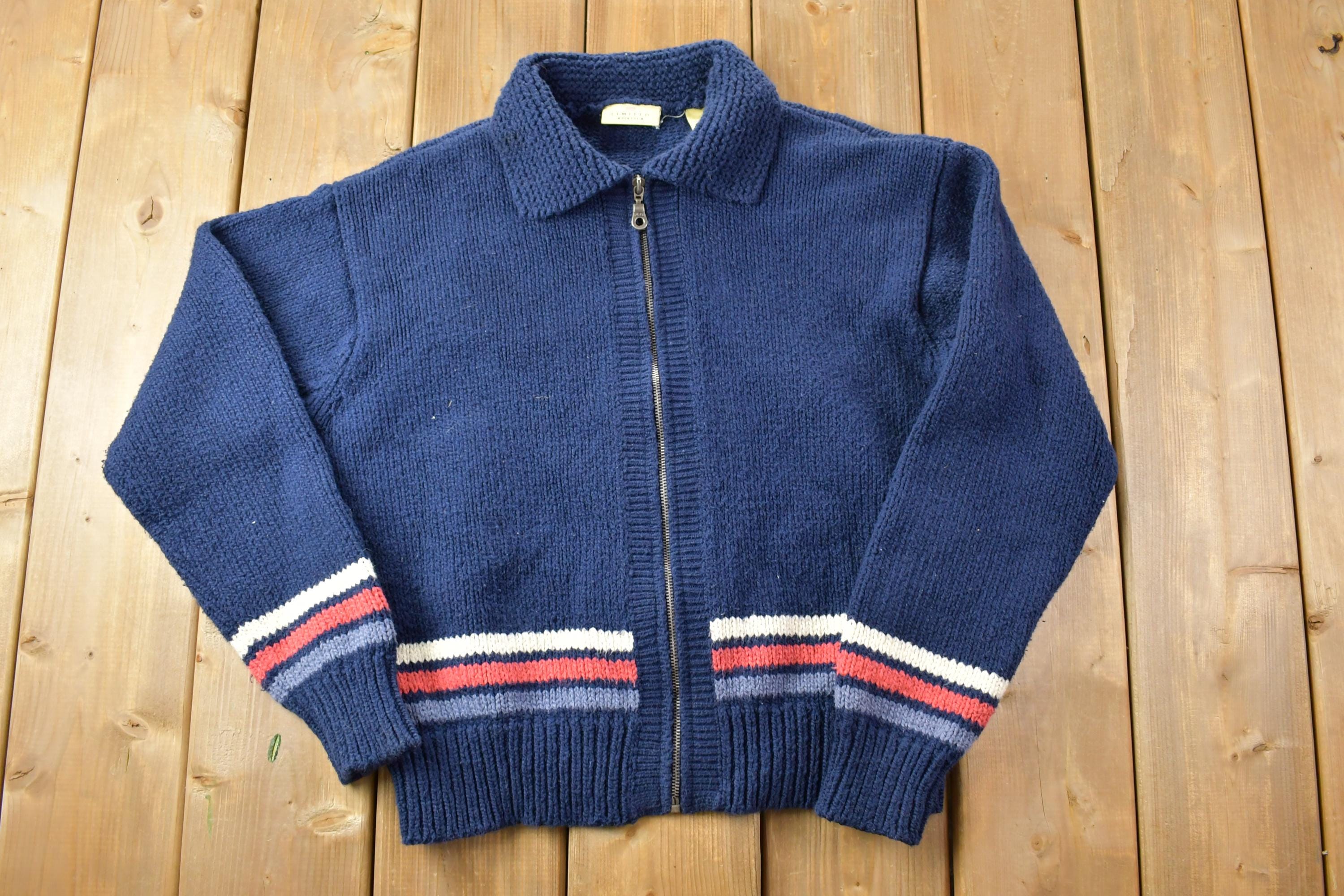 Vintage 1990s Limited America Knit Full Zip Collared Sweater