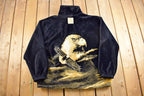 Vintage 1990s Great Blue Hero Eagle Theme Graphic Fleece Sweater