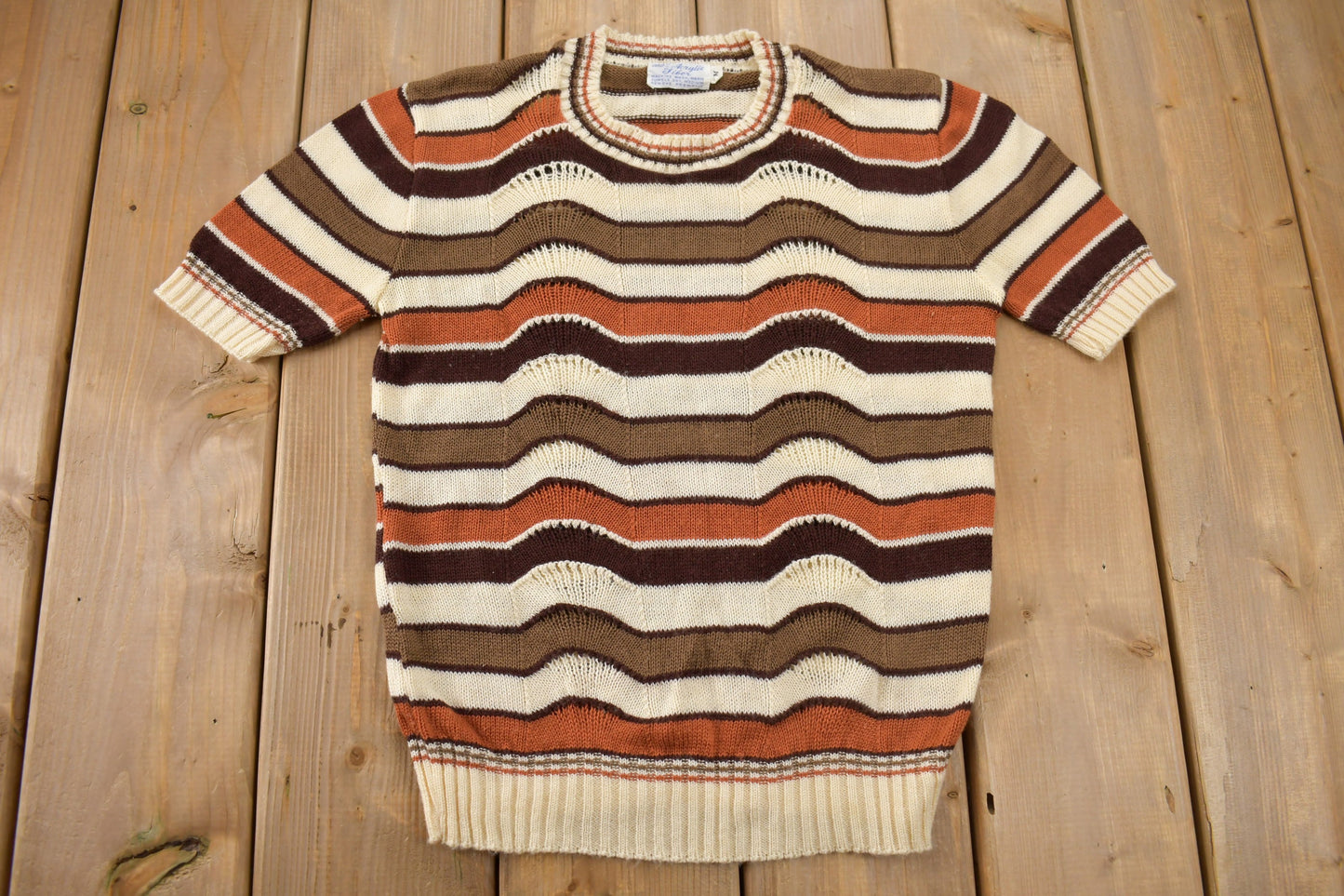 Vintage 1970s 100% Acrylic Fiber Sweater / Vintage 70s Crewneck / Collegiate Sweater / Bristol / Hand Knit / Pullover Sweatshirt