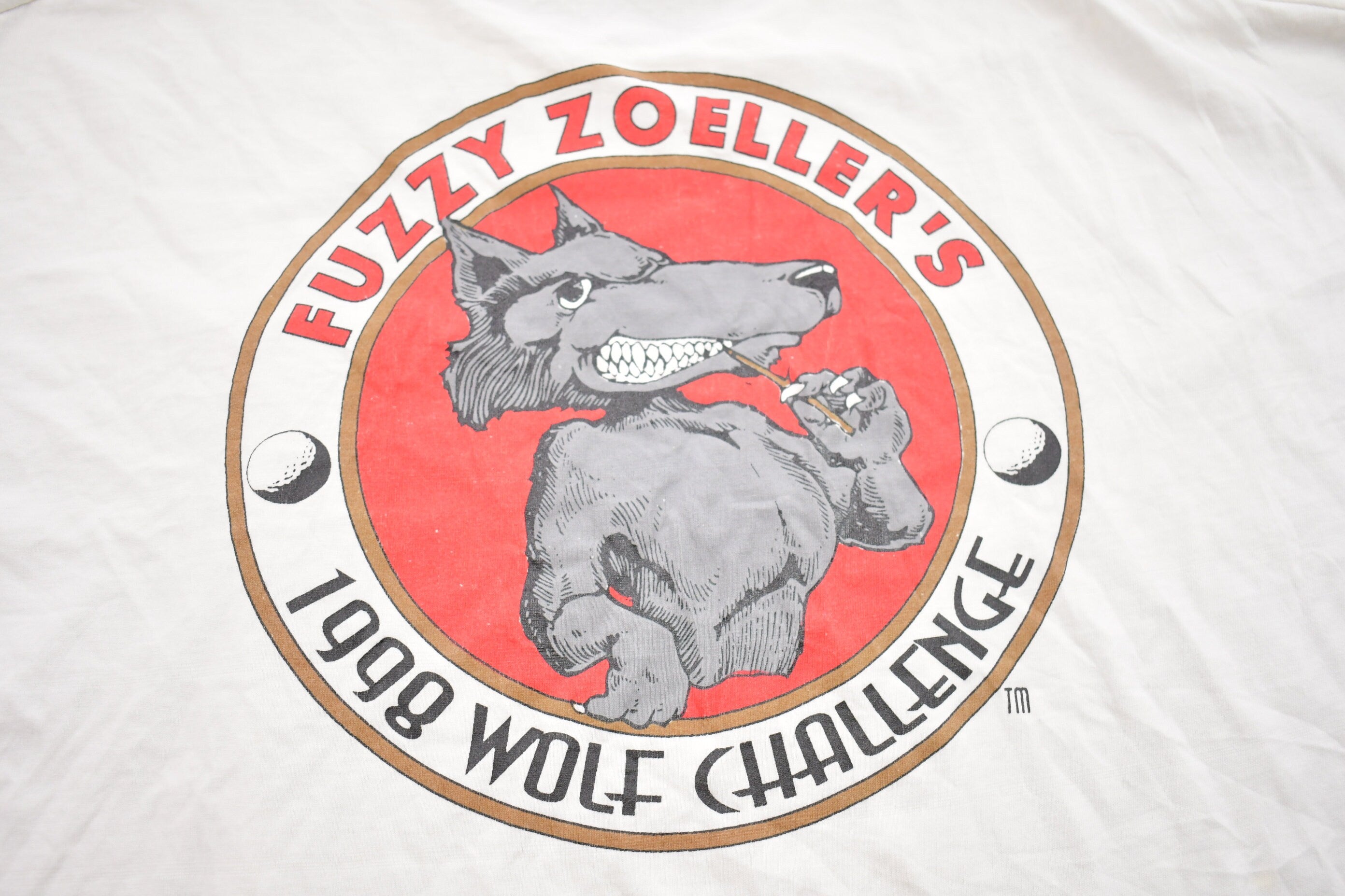 Vintage 1998 Russell Athletic Fuzzy Zoeller Wolf Challenge Wolf Theme Graphic T-Shirt