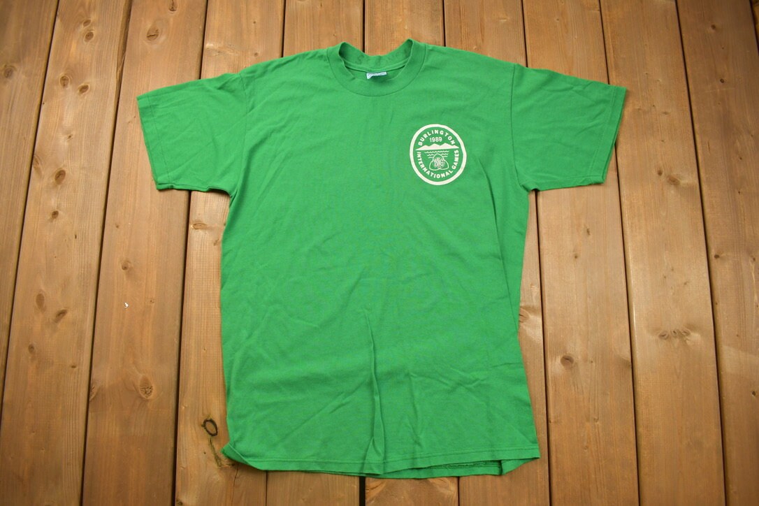 Vintage 1989 Graphic Burlington International Games T Shirt