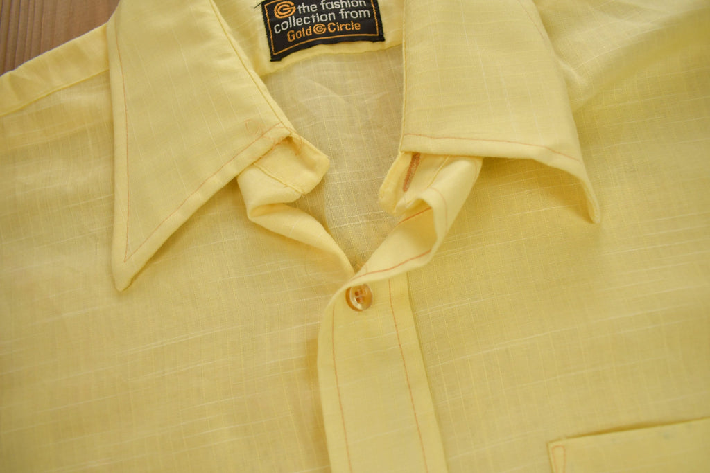 Vintage 1960s Gold Circle Blank Yellow Button Up Shirt