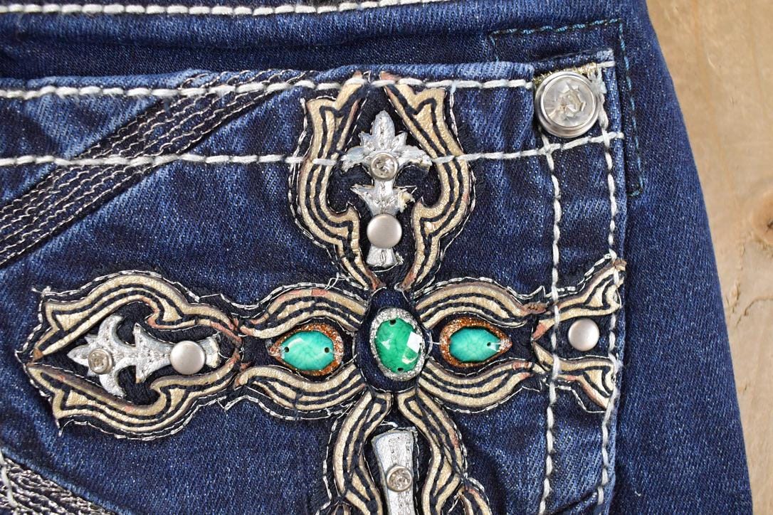 Vintage Deadstock Y2K Miss Me Bedazzled Low Rise Jeans Women's Size 26x31