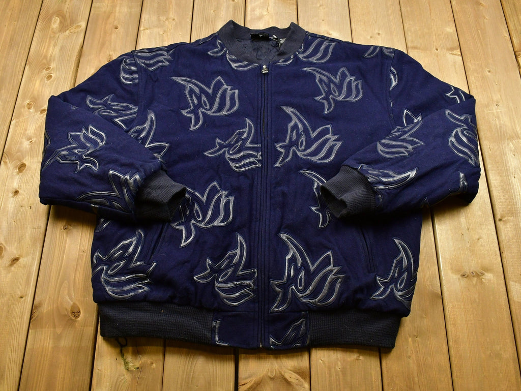 Vintage 1990'S Al Wissam Leather Patched Wool Bomber Jacket
