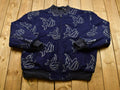Vintage 1990'S Al Wissam Leather Patched Wool Bomber Jacket