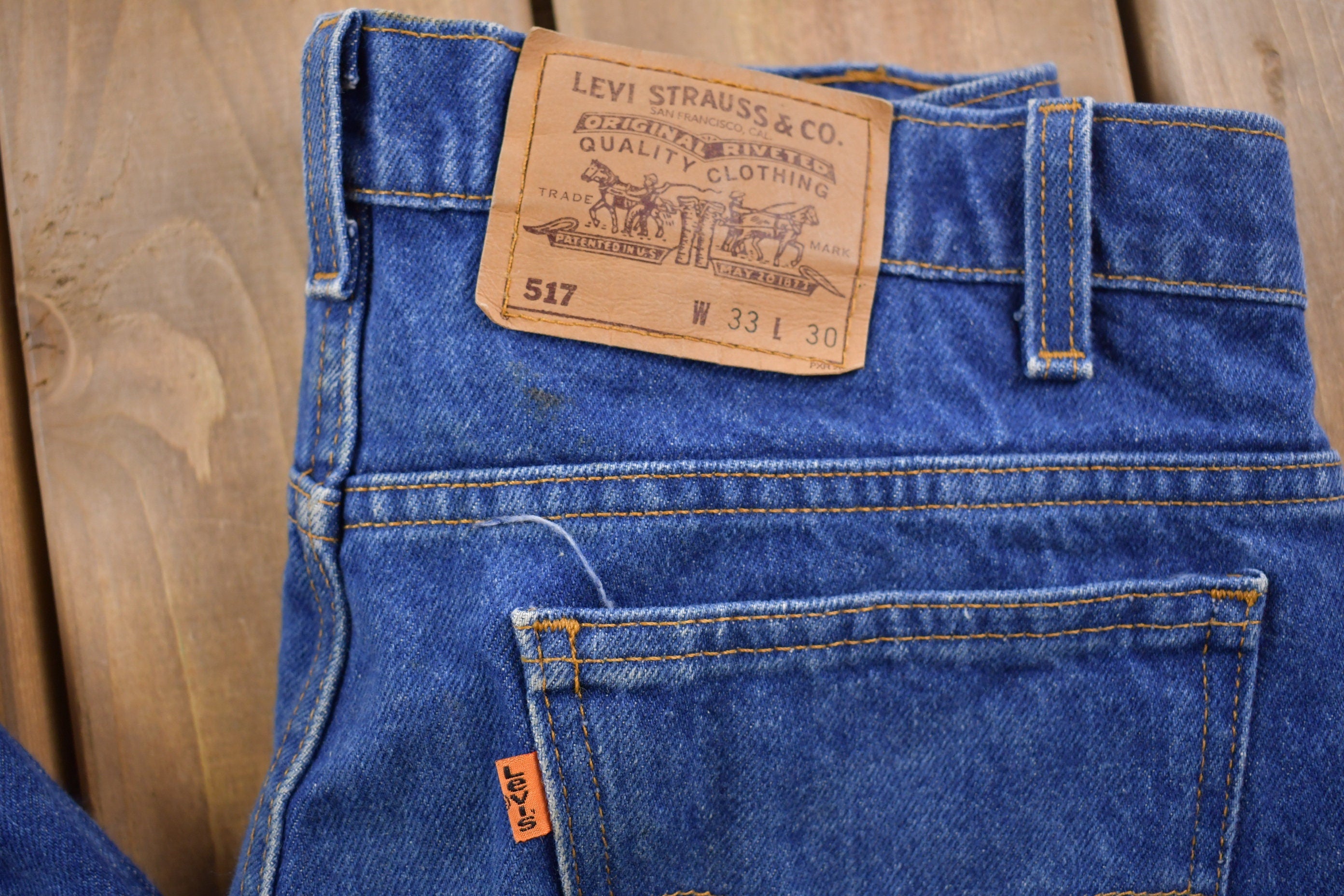 True Vintage 1970s Levi's Orange Tab Jeans Size 32 x 28