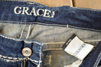 Vintage Deadstock Y2K Grace In LA Bedazzled Bootcut Low Rise Jeans Women's Size 26 x 32