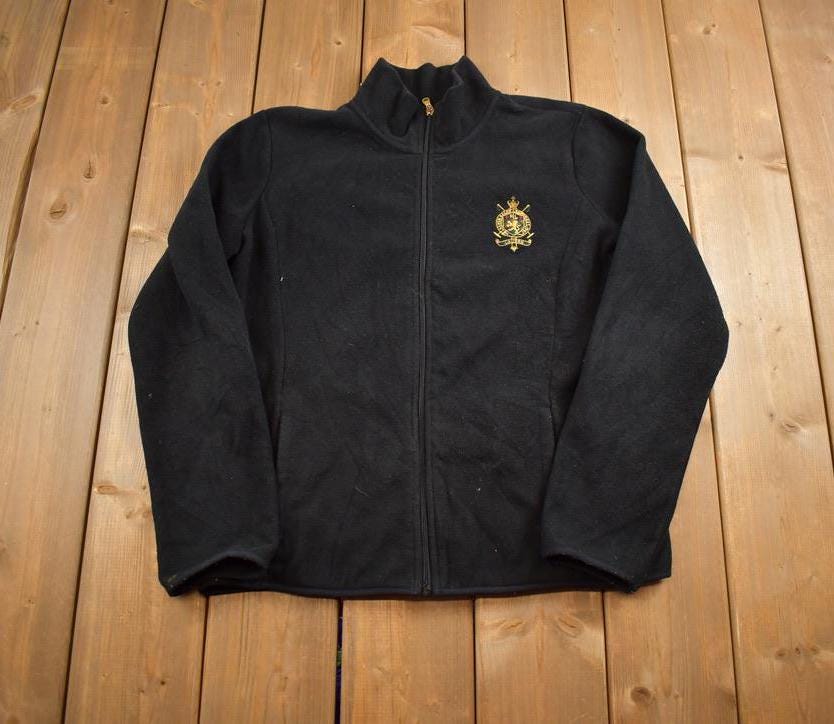 Vintage 1990s Ralph Lauren Embroidered Full Zip Fleece Sweater