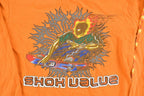Vintage 1990s Shok Value Skateboarding Fire Head Graphic Long Sleeve T-Shirt