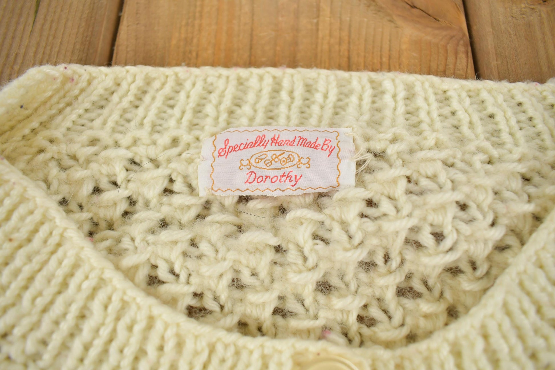 Vintage 1990s Cable Knit Crewneck Cardigan Sweater