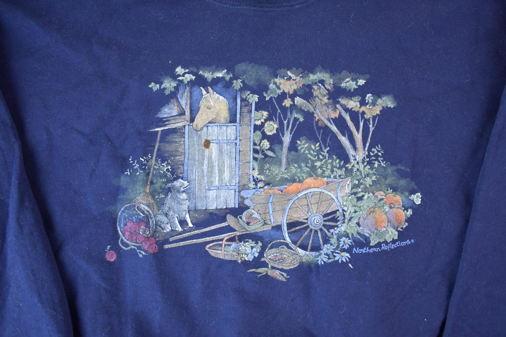 Vintage 1990s Northern Reflections Farm Theme Horse Crewneck