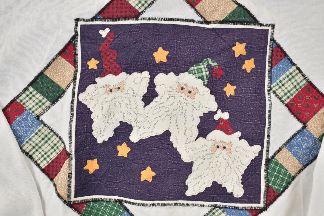 Vintage 1990s 3 Santas Christmas Crewneck Sweatshirt Men's L / Made In USA / 90s Cute Cartoon Xmas Sweater