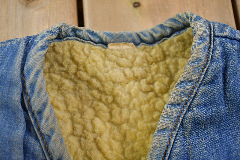 Vintage 1990s Denim Jean Sherpa Lined Vest