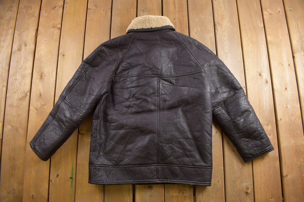 Vintage 1980s Leather Shearling Coat