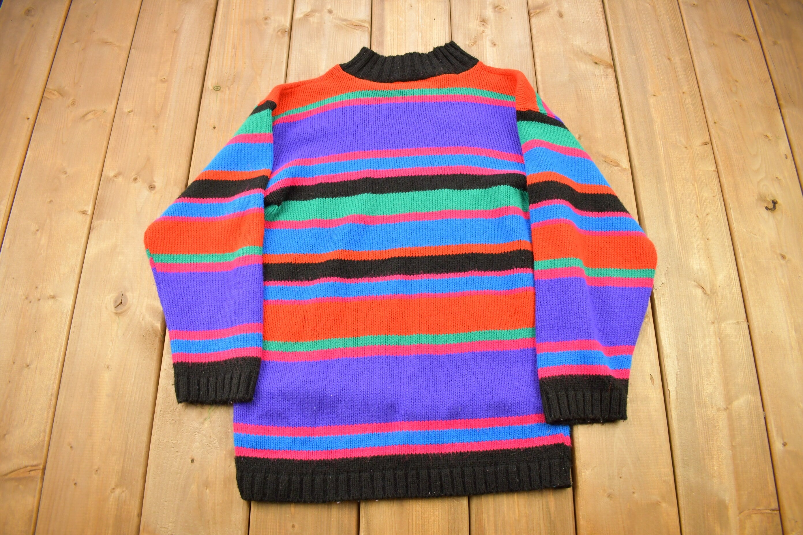 Vintage 1990s Croquet Club Funky Color Block Knitted Sweater