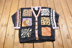 Vintage 1990s Multi Animal Print Cardigan Sweater
