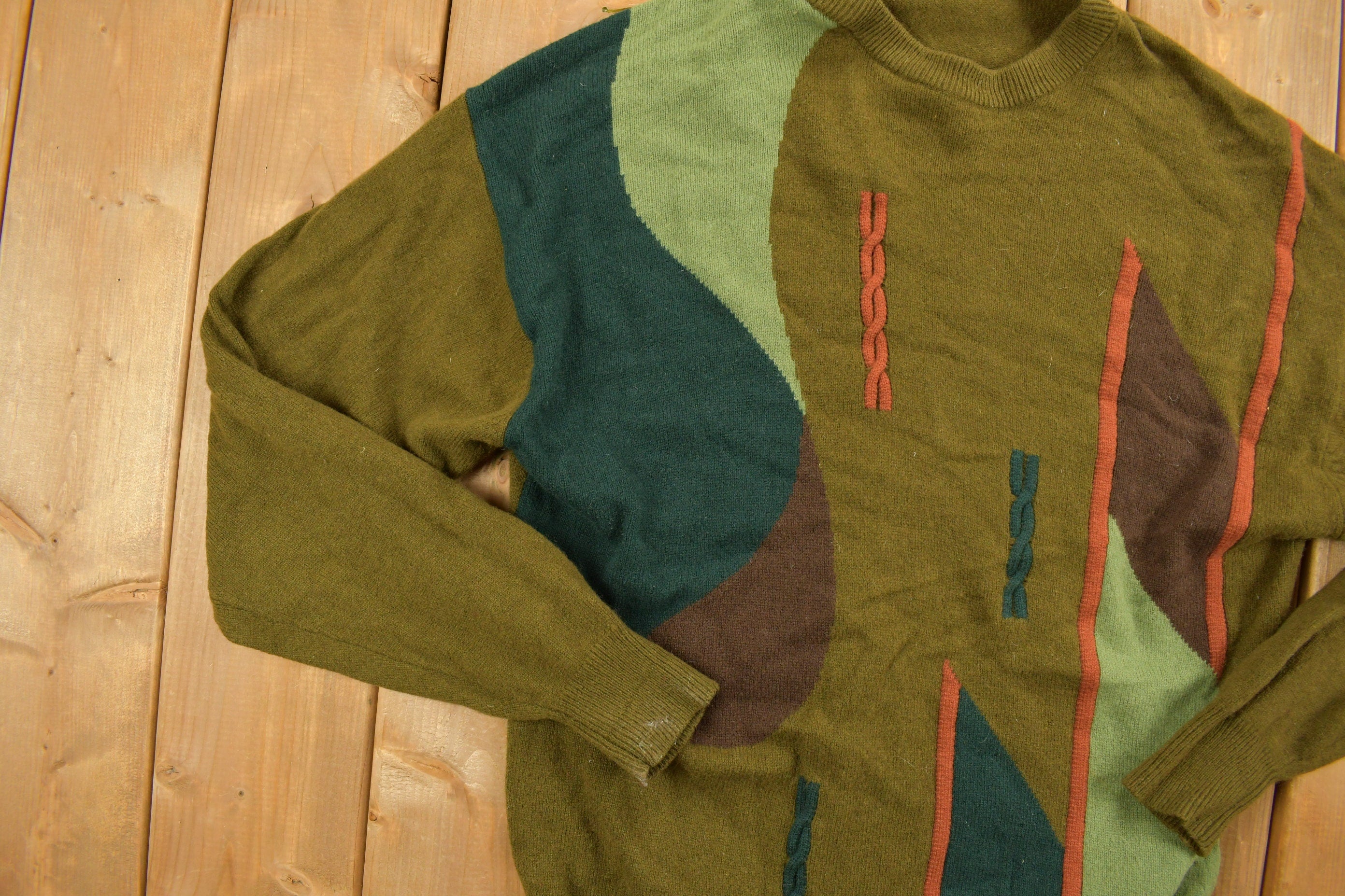 Vintage 1990s Abstract Knitted Crewneck Sweater