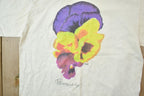 Vintage 1990s Pansies Flowers Maze Heavy Cotton Graphic T-Shirt