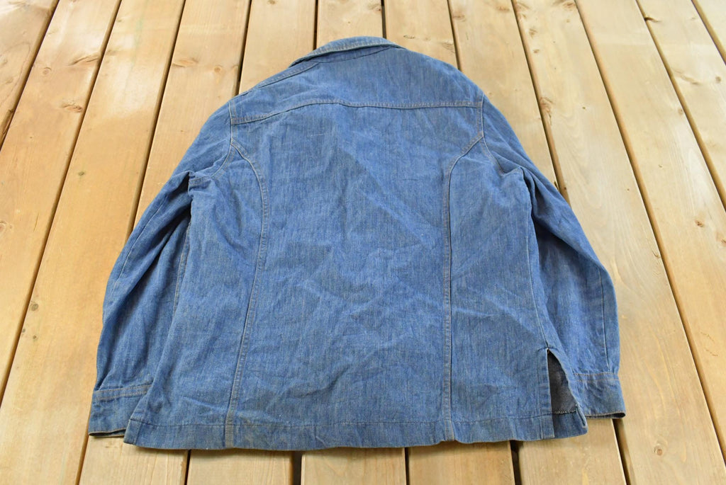 Vintage 1970s Lee Western Style Pearl Snap Button Up Denim Shirt Men's Large
