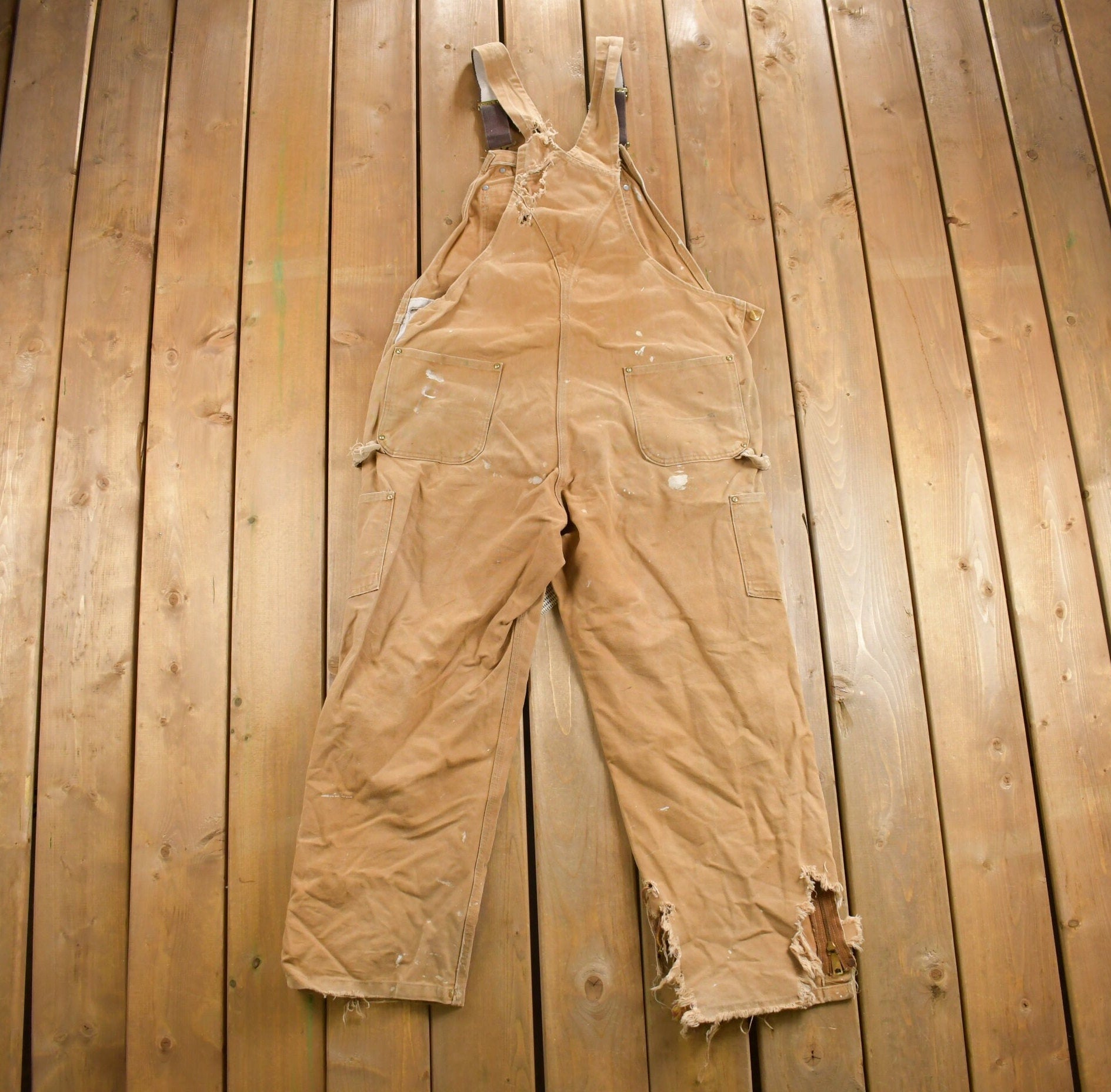Vintage 1990s Carhartt Duck Canvas Jean Overalls Size 44 x 29