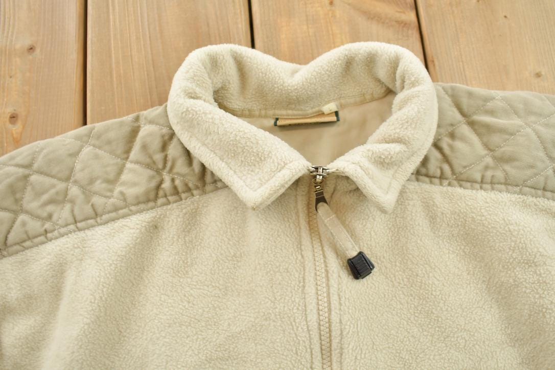 Vintage 1990s GEAR Fishing Theme Embroidered Quarter Zip Fleece Sweater