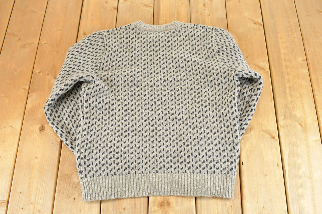 Vintage 1990s LL Bean Heavy Knit Crewneck Sweater Mens M / 90's Abstract Pattern 3D Knitted Sweatshirt