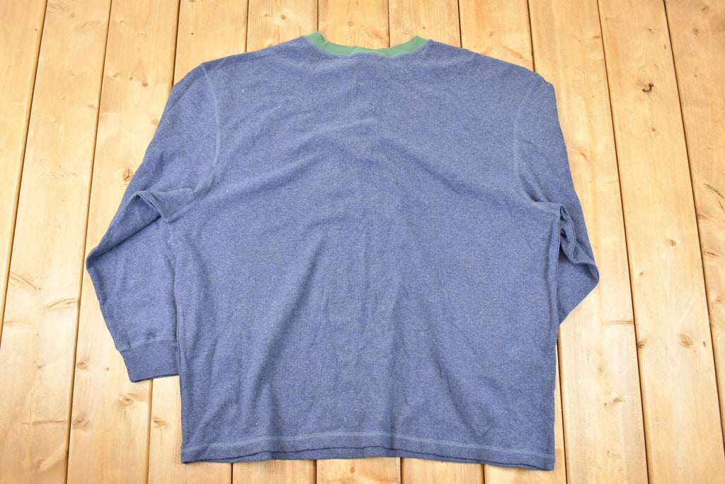Vintage Y2K Disney Embroidered Goofy Quarter Button Thermal Crewneck Sweater Men's XXL