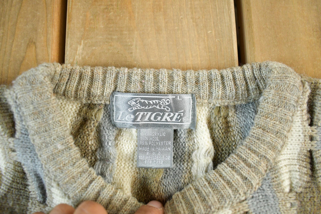 Vintage 1990s Le Tigre Knit Crewneck Sweater Men's Large