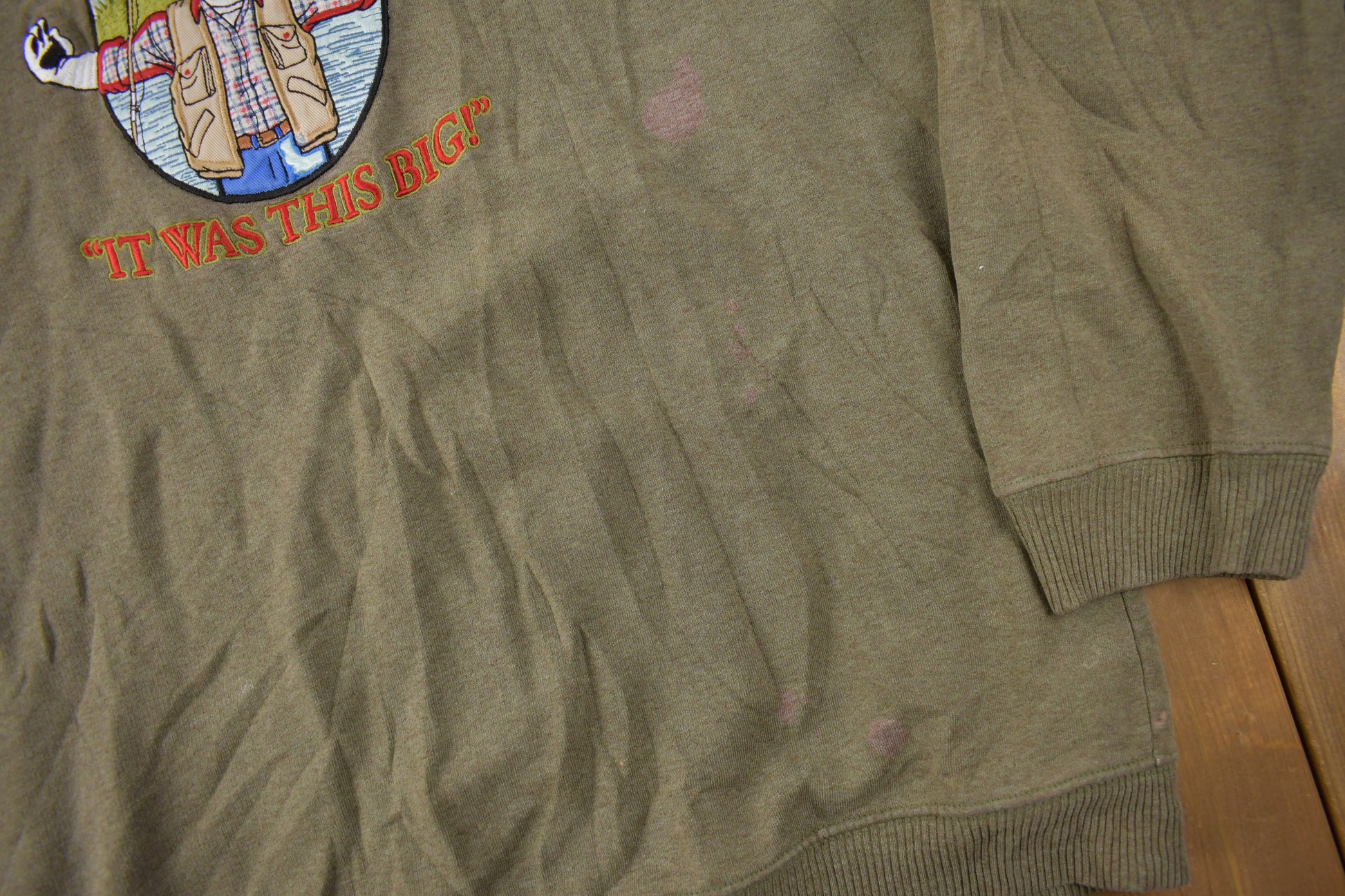 Vintage 1990s Big Dogs Fishing Theme Embroidered Crewneck Sweatshirt Size XL