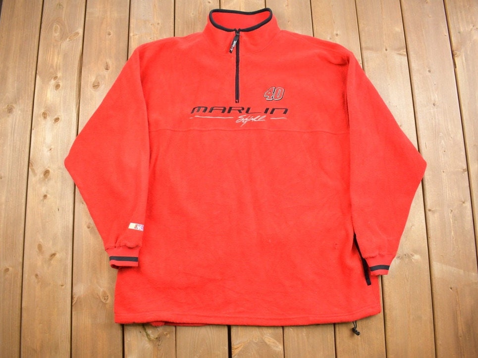 Vintage 1990s Sterling Marlin Quarter Zip Fleece Sweater