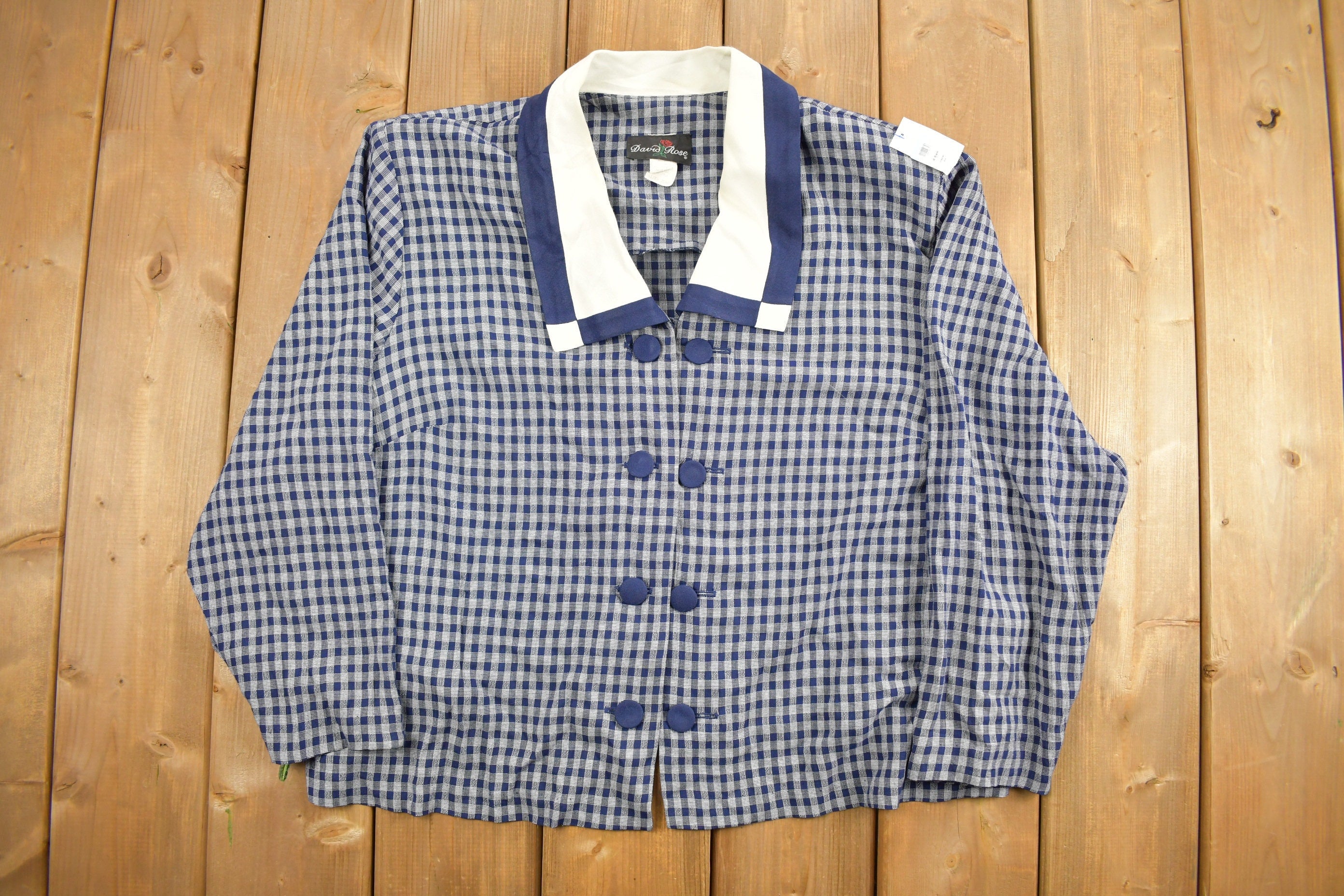 Vintage 1990s Gingham Button Up Blazer