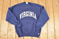 Vintage 1990s Virginia Russell Athletics Big Text Logo Crewneck Sweatshirt Men's M