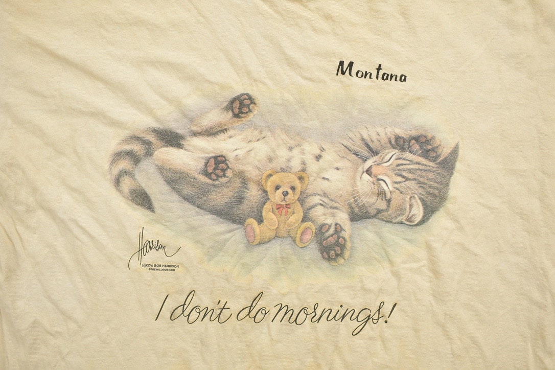 Vintage 1990s Montana "Dont Do Mornings" Souvenir T Shirt
