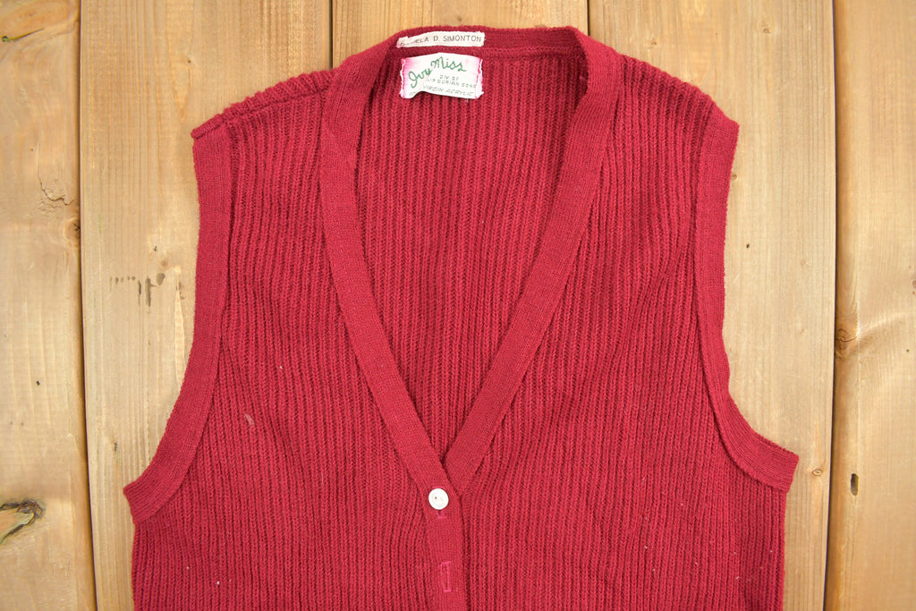 Vintage 1980s Burgundy Knit Button Up Vest