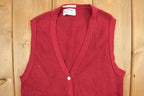 Vintage 1980s Burgundy Knit Button Up Vest
