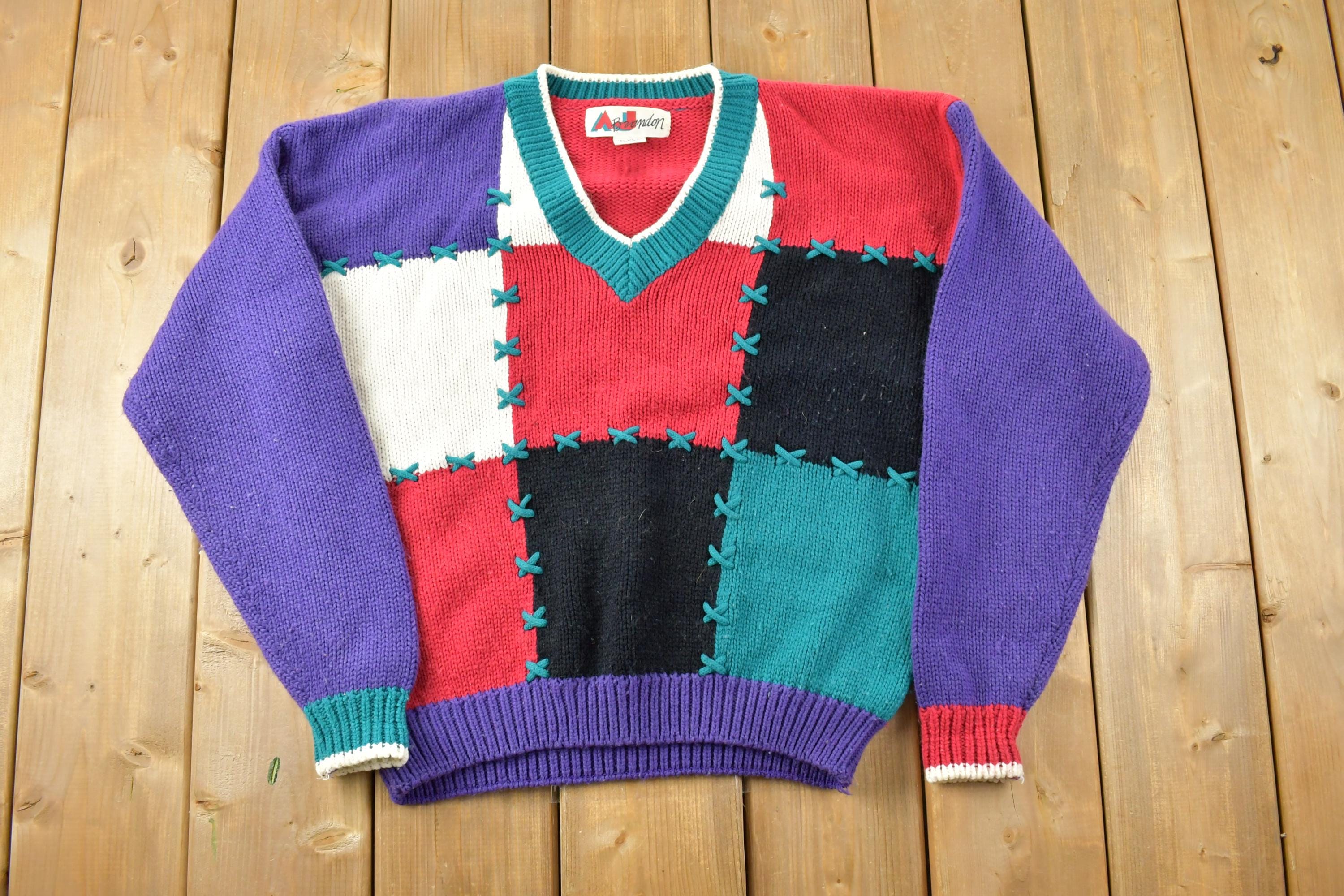 Vintage 1990s AJ Brandon Cable Knit V Neck Sweater