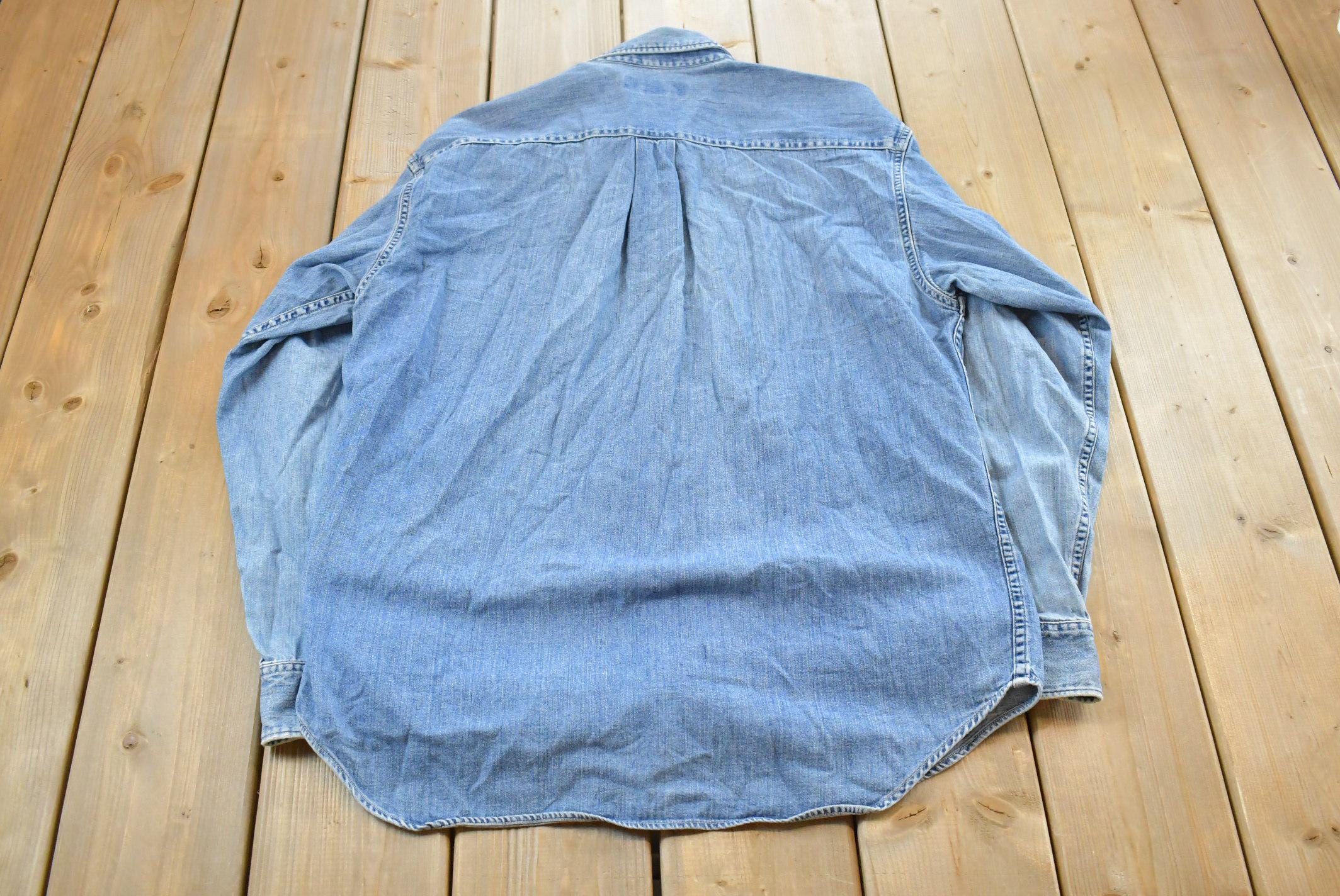 Vintage 1990s Banana Republic Denim Button Up Shirt Men's Medium /