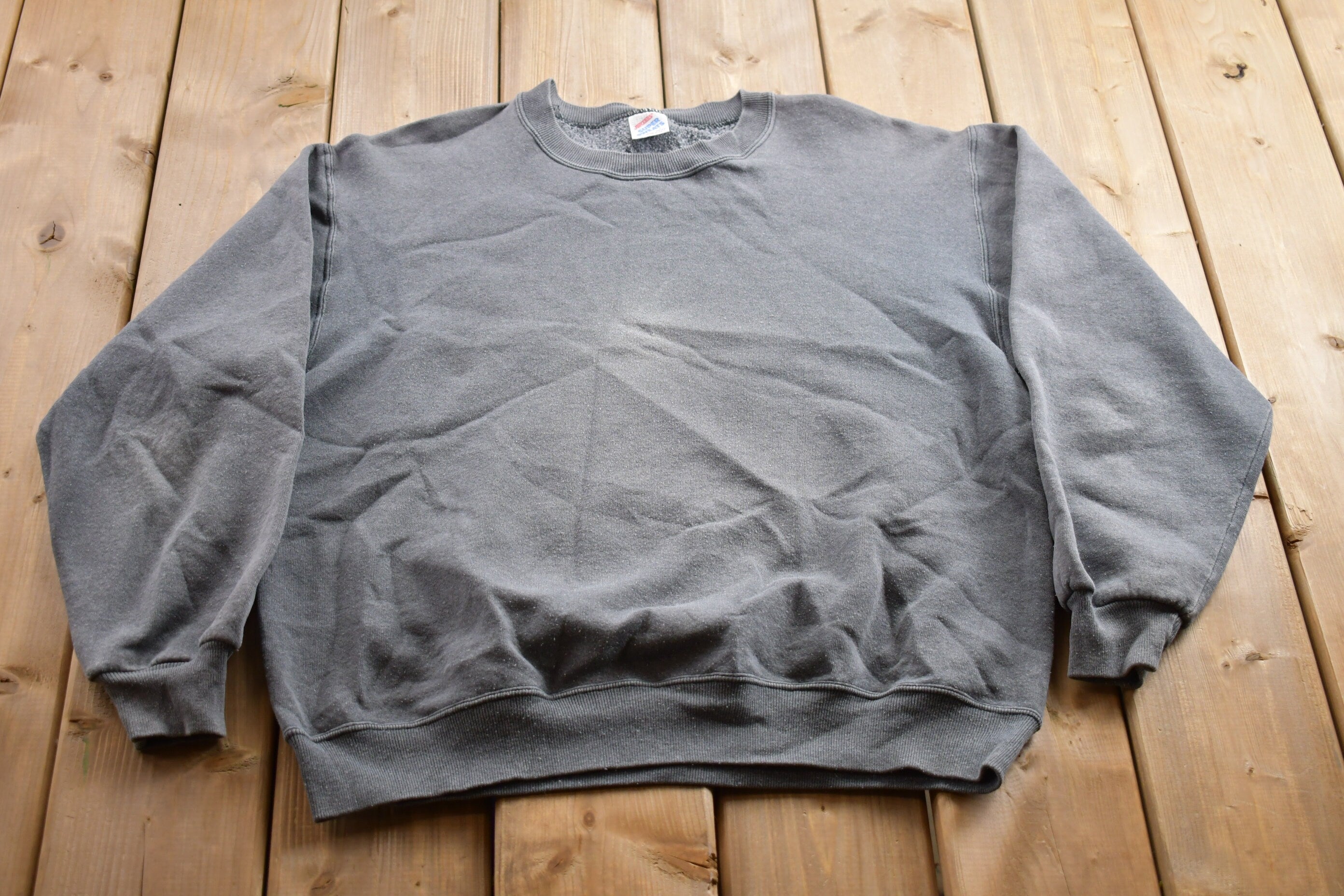 Vintage 1990s Jerzees Blank Grey Crewneck Sweatshirt