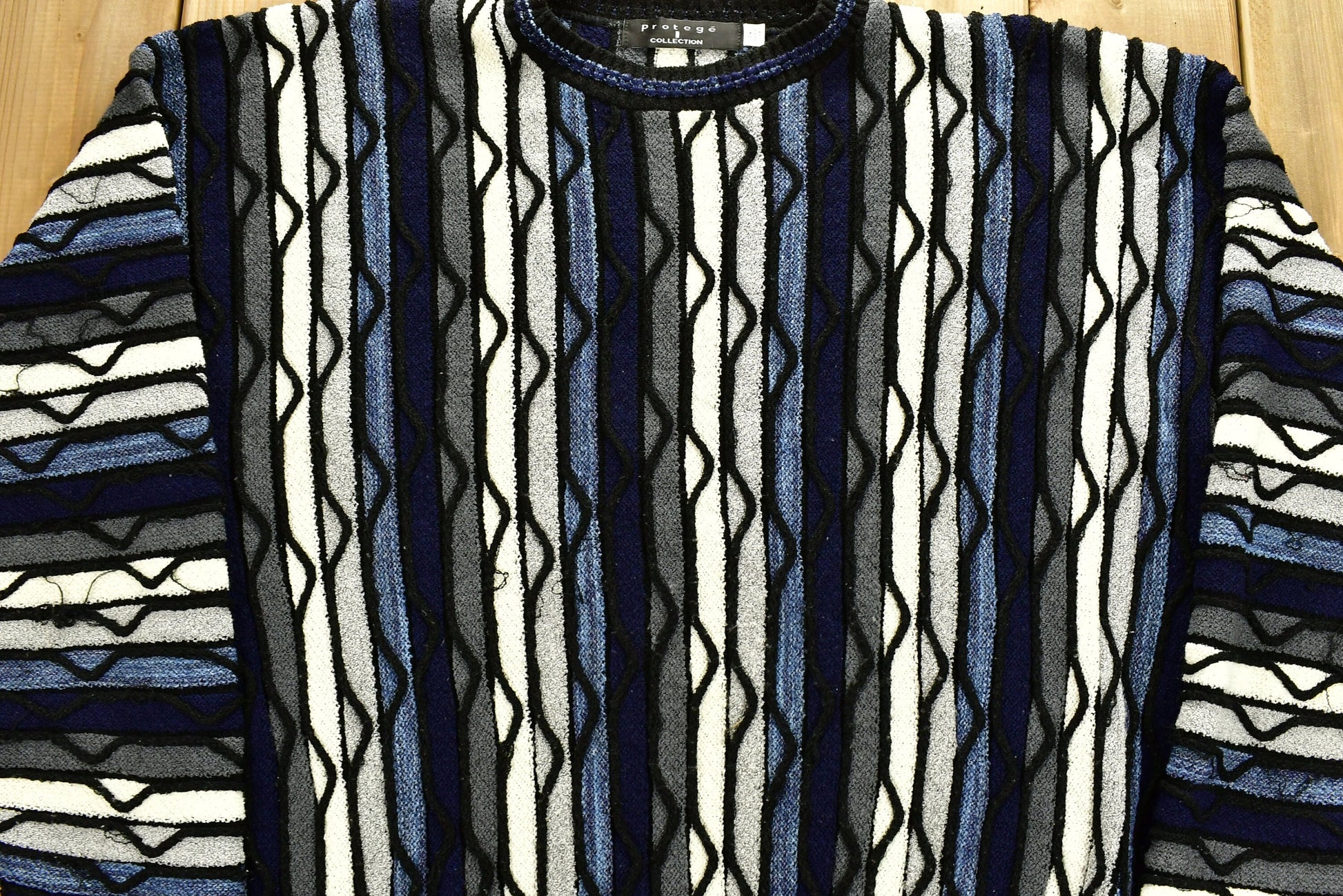 Vintage 1990's 3D Cable Knit Sweater / Protégé / / Vintage 90s Crewneck / Abstract Patterns / Made In USA / Streetwear / Cozy