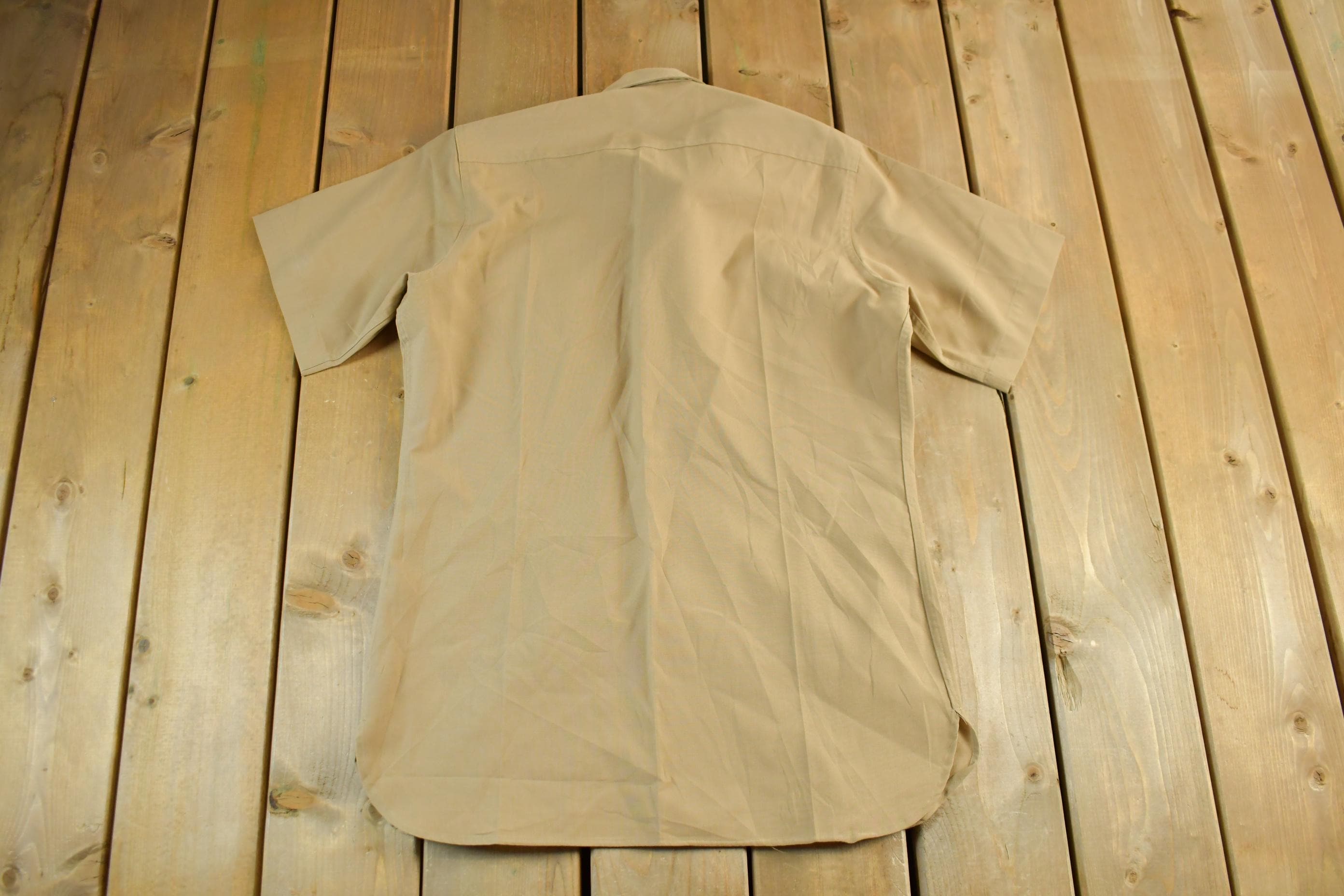 Vintage 1960s Great Northern Blank Button Up Military Shirt Men's Tall Medium
