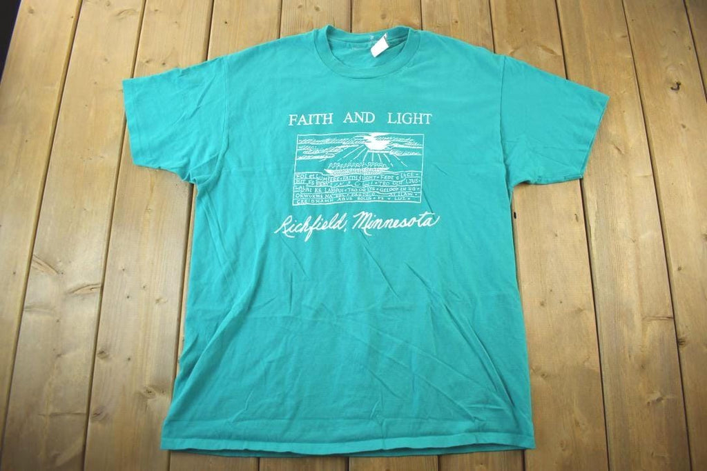 Vintage 1990s Faith and Light Richfield Minnesota Christian Religious T-Shirt