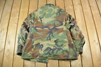 Vintage 1980s Military Woodland Camo Combat Field Jacket Men's Medium