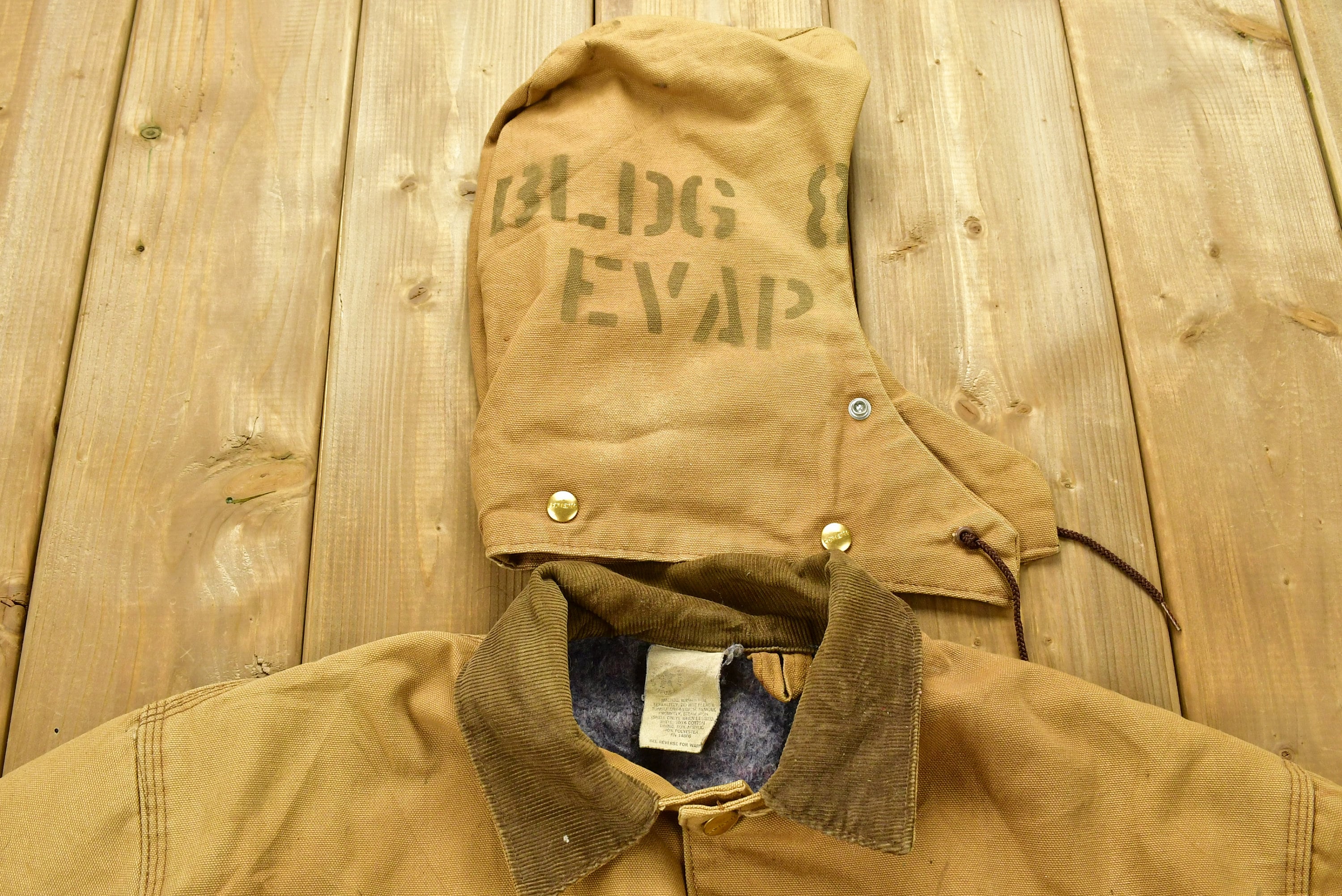 Vintage Carhartt Chore Coat Blanket Lined 1980s With Hood
