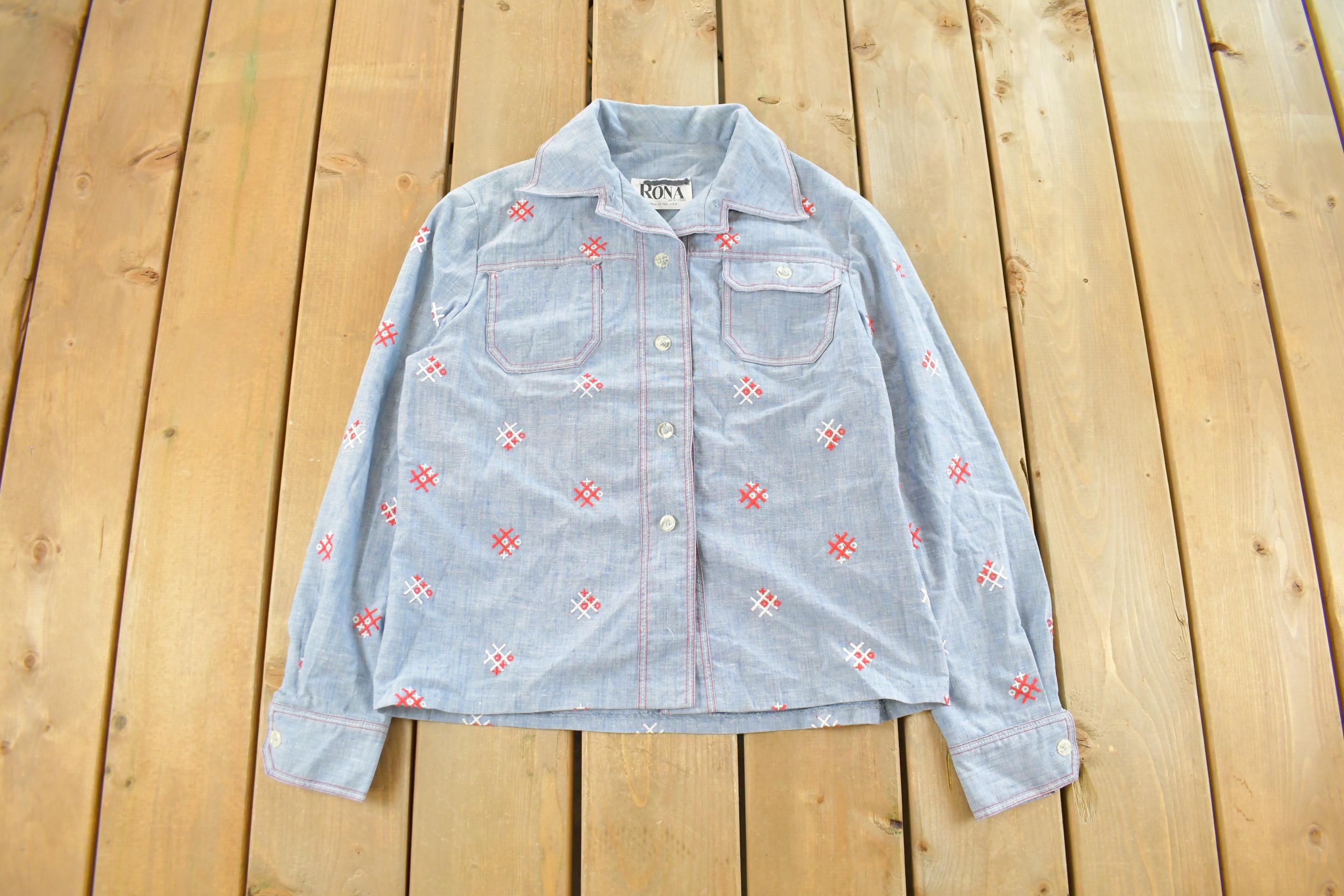 Vintage 1980s Rona Tic Tac Toe Button Up Shirt Women's Medium