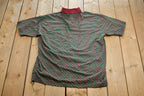 Vintage 1980s JAEGER Patterned Short Sleeve Quarter Button Up Shirt Made In Italy