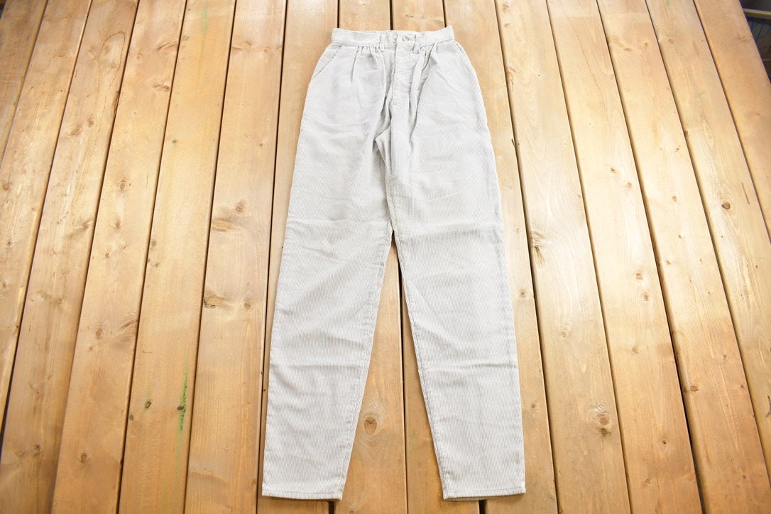 Vintage 1970s Lee Grey Corduroy Trousers Size 24 x 32