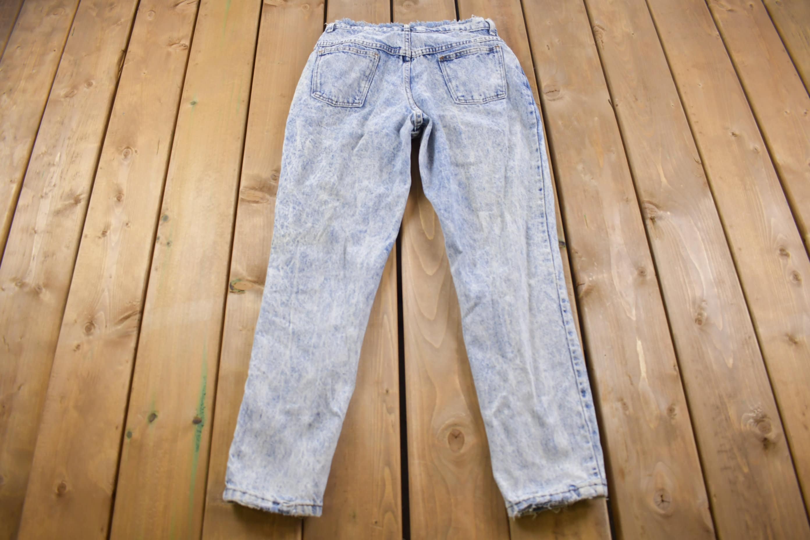 Vintage 1990's Unbranded Acid Wash Blue Jeans 28 x 28  Made in USA  90s Fashion  Vintage Distressed Jeans  Streetwear Fashion
