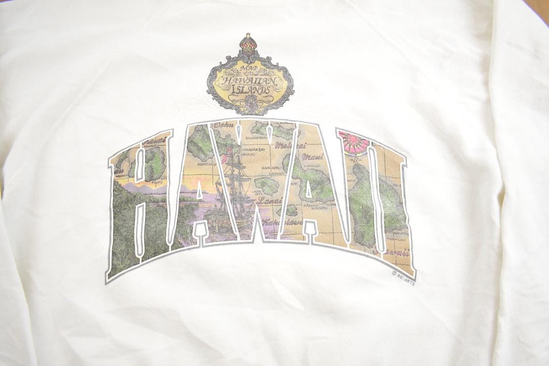 Vintage 1990s Hawaii Islands Souvenir Travel Crewneck Sweatshirt Made In USA
