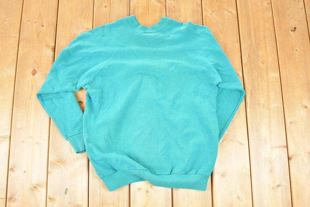 Vintage 1990s FOTL Blank Teal Crewneck Sweatshirt Men's S